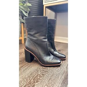 Franco Sarto Stevie Leather Mid Shaft Black Leather Boots Sz. 7